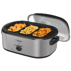 Electric Roaster Oven, 20 QT Roaster with Self-Basting Lid and Buffet Server, Turkey Roaster Oven with 150-450°F Full-Range Temperature Control, Removable Pan, Stainless Steel, Silver in Saudi Arabia