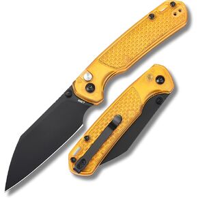 CJRB Pyrite-Light Folding Pocket Knife, 3.34'' AR-RPM9 Blade, Blue | FRN Handle with Reversible Pocket Clip, Safety Button Lock, Lightweight Small EDC Knife for Camping Hiking Survival J1945 in Kuwait