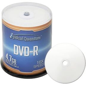 DVD-R 4.7GB 16X White Inkjet Printable DVD Discs, 100-Pack | Hub Printable DVD-R discs for full-surface printing, burning video, and data storage. FFP packaging, Cake Box, Blank DVDs in Kuwait