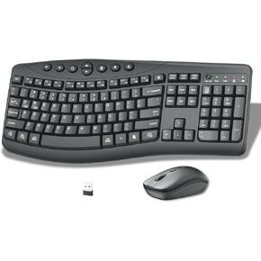Wireless Keyboard and Mouse Combo, 2.4G Quiet Ergonomic Curved Keys(Black) in Kuwait
