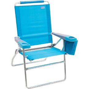 Rio Brands 17" Extended Height 4-Position Folding Beach, Camping, Lawn Chair, Blue/White/Green in Saudi Arabia