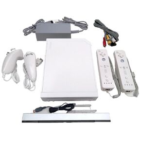 Wii Nintendo Console Bundle – White RVL-001 System Compatible with GameCube Games – Includes 2 Up to Date Remote Controllers, 2 Nunchucks, Sensor Bar, AV Cable, AC Adapter – Ready to Play in Kuwait