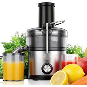Juicer Machines, 1200W Juicer with 3" Feed Chute for Whole Fruits and Vegs, Dual Speeds Centrifugal Juice Extractor, Heavy Duty Full Copper Motor, 35oz Large Juice Jug, Stainless Steel, Silver in Saudi Arabia