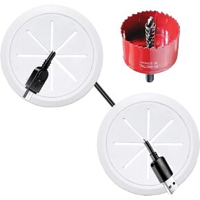 4 Pack TV Cord Hider for Wall Mounted TV, 2-3/8"(60mm Hole) Wire Hider in Wall Cable Management Kit, Includes 4 Pass Throughs and 1 Hole Saw Drill Attachment Easy to Install in Saudi Arabia
