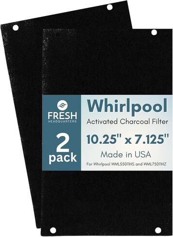 Activated Carbon Microwave Charcoal Filters - Microwave Hood Replacement Filter Compatible with Whirlpool WML55011, WML75011 & KitchenAid Low-Profile Models - Pre-Cut 10" x 7.21", 2-Pack - Made in USA in Saudi Arabia