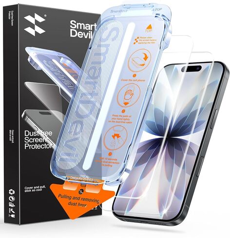 SMARTDEVIL 2 Pack for iPhone 17 Pro Max Screen Protector | 9H Hardness Military Grade Shatterproof, HD Clear Tempered Glass, Bubble Free, Easy Installation, Case Friendly in Saudi Arabia