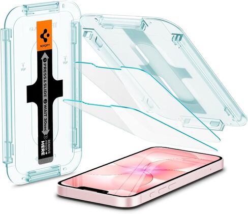 Spigen GlasTR EZ FIT Screen Protector for iPhone 17e, 16e, 14, 13 Pro, 13 | 9H+ tempered glass, Scratch resistance, auto-align tray, Notch design, 100% clarity, Original touch, Case-friendly, 2 Pack in Kuwait