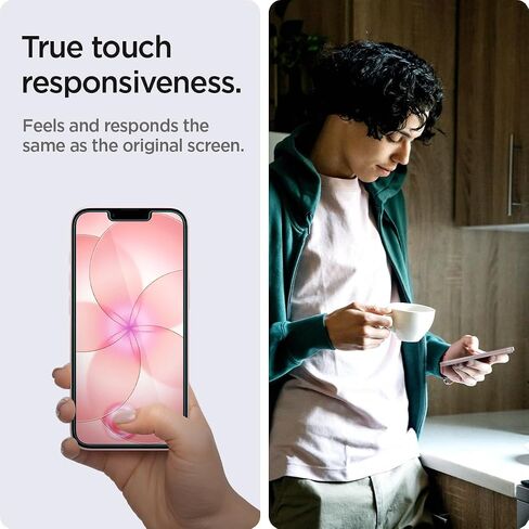 Spigen GlasTR EZ FIT Screen Protector for iPhone 17e, 16e, 14, 13 Pro, 13 | 9H+ tempered glass, Scratch resistance, auto-align tray, Notch design, 100% clarity, Original touch, Case-friendly, 2 Pack in Kuwait