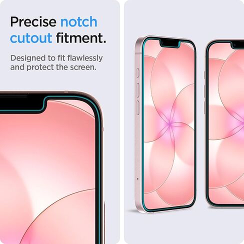Spigen GlasTR EZ FIT Screen Protector for iPhone 17e, 16e, 14, 13 Pro, 13 | 9H+ tempered glass, Scratch resistance, auto-align tray, Notch design, 100% clarity, Original touch, Case-friendly, 2 Pack in Kuwait