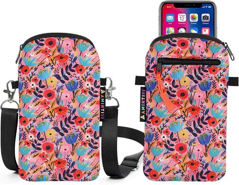 Neoprene Cell Phone Sleeve Pouch Case Bag for Women, Crossbody Strap Neck Lanyard Phone Bag for iPhone 17/16/15 Pro Max, Samsung S25, Pixel 10 (Late Autumn) in Saudi Arabia