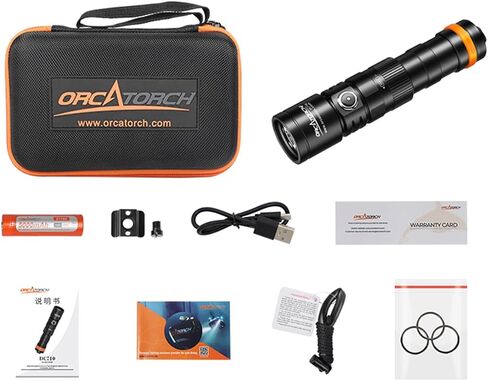 ORCATORCH OcraTorch DC710 USB-C Direct Charging 3000 Lumens Dive Light, Black in Kuwait