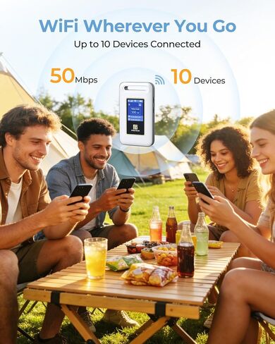 Portable WiFi for Tavel, 4G LTE Hotspot Pocket Device, 10GB Free US Data | No SIM or Contract, Connect 10 Devices, Works for RV & Outdoor Use in Saudi Arabia