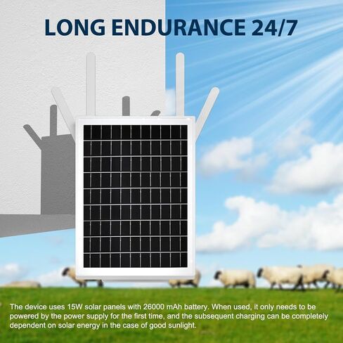 15W Solar Powered 4G LTE Modem Router, Outdoor Solar Powered WiFi Extender Signal Booster with SIM Card Slot, Solar WiFi Repeater for Garden, Farm Ranch Yard, 50M WiFi Range, IP66 Waterproof in Saudi Arabia