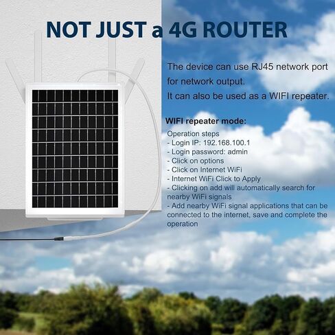 15W Solar Powered 4G LTE Modem Router, Outdoor Solar Powered WiFi Extender Signal Booster with SIM Card Slot, Solar WiFi Repeater for Garden, Farm Ranch Yard, 50M WiFi Range, IP66 Waterproof in Saudi Arabia