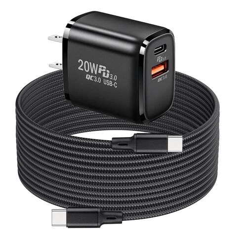 PD20W USB C Fast Charger for Meta Quest 3S, 3, 2 VR Headsets, White | Dual Port USB + Type C Adapter with 6.6ft Braided C to C Charging Cable for Oculus Quest VR Headsets in Kuwait