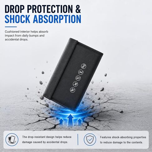 Faraday Bags for phones, Dual Shielded Compartments, 2 Card Slots, Black | Triple-Layer Signal Shielding, Fireproof Waterproof Exterior, for Phones, Cards & Keys, Blocks WiFi, GPS, RFID & Bluetooth in Kuwait