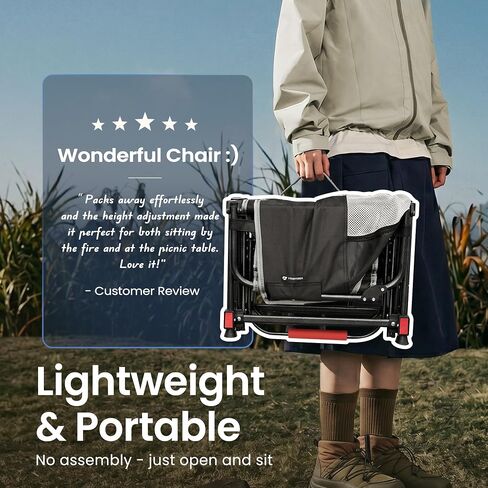 Folding Camping Director Chairs, Adjustable Height, Black | Side Table, Storage Pocket, Heavy Duty, Portable, Compact Fold for Outdoor, Camp, Beach, Fishing, Lawn, Travel in Saudi Arabia