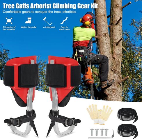 Tree Climbing Spikes Set Lightweight Adjustable Arborist Gear 350LBS | with Seat Harness, 9.8FT Steel Wire Core Flip Line, Heavy Duty Spurs for Tree Work, Hunting, Logging & Fruit Picking in Saudi Arabia