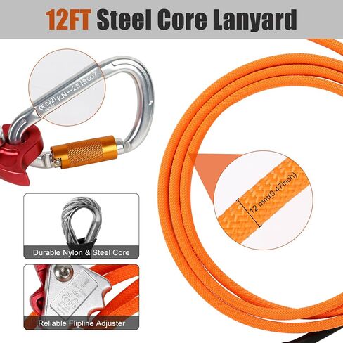 Tree Climbing Spikes Set Lightweight Adjustable Arborist Gear 350LBS | with Seat Harness, 9.8FT Steel Wire Core Flip Line, Heavy Duty Spurs for Tree Work, Hunting, Logging & Fruit Picking in Saudi Arabia