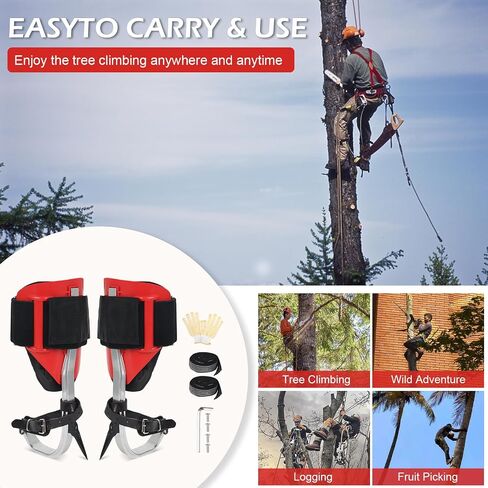 Tree Climbing Spikes Set Lightweight Adjustable Arborist Gear 350LBS | with Seat Harness, 9.8FT Steel Wire Core Flip Line, Heavy Duty Spurs for Tree Work, Hunting, Logging & Fruit Picking in Saudi Arabia