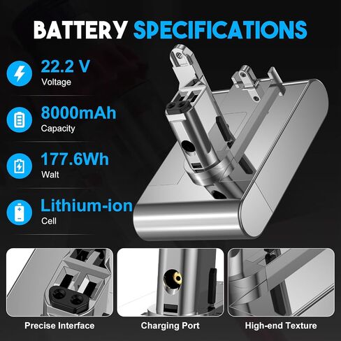 [Type B Upgraded 8.0Ah 22.2V DC35 Replacement Lithium Battery for Dyson Type B DC31 DC34 DC35 DC44 DC45 DC56 DC57 917083-01 Handheld Vacuum Cleaner [ONLY Fit for Dyson Type B] New in Saudi Arabia