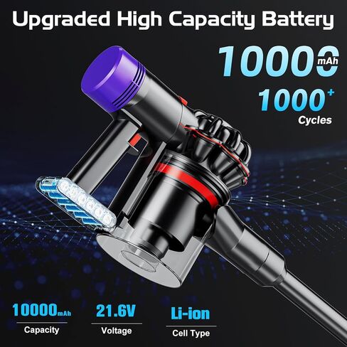 LED Display 10000mAh 21.6V Replacement for Dyson V7 Battery Compatible with SV11 Motorhead Animal Trigger HEPA Car+Boat Absolute Handheld Vacuum Cleaners in Saudi Arabia