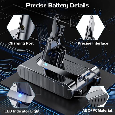 LED Display 10000mAh 21.6V Replacement for Dyson V7 Battery Compatible with SV11 Motorhead Animal Trigger HEPA Car+Boat Absolute Handheld Vacuum Cleaners in Saudi Arabia