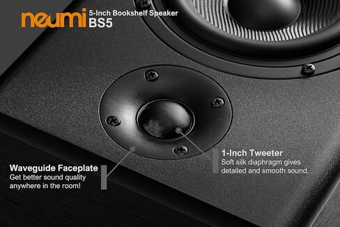 NEUMI BS5 Passive Bookshelf Speakers, 5-Inch Woofer, Dark Wood, 1 Pair | 1-inch silk dome tweeter, rear ported cabinet, for home theater, stereo music and surround sound in Saudi Arabia