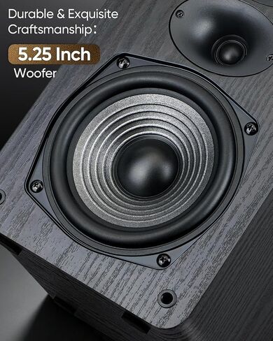 Saiyin 3-Way Passive Bookshelf Speakers 5.25inch Woofer | 50W*2 Power,48Hz Deep Bass,4Ω,HiFi Audio For Home Theater/Turntable/Stereo Receiver,NEEDS AMPLIFIER, Pair in Saudi Arabia