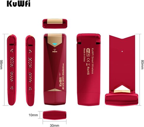 KuWFi 4G LTE USB Modem Dongle with WiFi Hotspot, SIM Card Slot | 4G Modem Wireless Router Unlocked Portable for AT&T in USA/CA/MX in Saudi Arabia