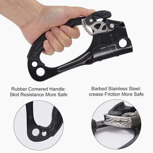 Hand Ascender, Rock Climbing Tree Arborist Rappelling Gear Equipment Rope Ascender Rope Clamp for 10~13MM Rope（Left Black+Right Orange） in Kuwait