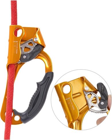 Hand Ascender, Rock Climbing Tree Arborist Rappelling Gear Equipment Rope Ascender Rope Clamp for 10~13MM Rope（Left Black+Right Orange） in Kuwait