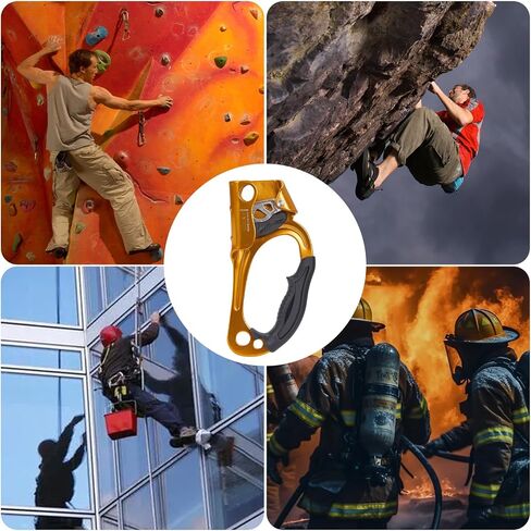 Hand Ascender, Rock Climbing Tree Arborist Rappelling Gear Equipment Rope Ascender Rope Clamp for 10~13MM Rope（Left Black+Right Orange） in Kuwait