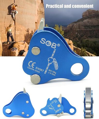 Climbing Ascender Fall Protection Device - Aluminum Magnesium Alloy Rope Grab Clamp for Rock Climbing, Mountaineering, Arborist, Aerial Work in Kuwait