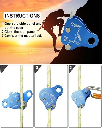 Climbing Ascender Fall Protection Device - Aluminum Magnesium Alloy Rope Grab Clamp for Rock Climbing, Mountaineering, Arborist, Aerial Work in Kuwait