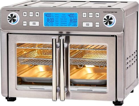 Emeril Lagasse Dual Zone Technology 25QT Air Fryer Oven | Dual-zone 25QT air fryer oven cooks two foods at once with synchronized settings and faster convection cooking. in Saudi Arabia