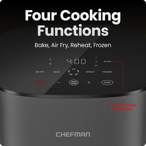 Chefman TurboX 4-in-1 Air Fryer, 5-Quart Airfryer for Extra Crispy Chicken, Fries, Wings, and More, Air Fry, Bake, Reheat, and Frozen Functions, Digital Touch Controls, Dishwasher Safe - Gray in Saudi Arabia