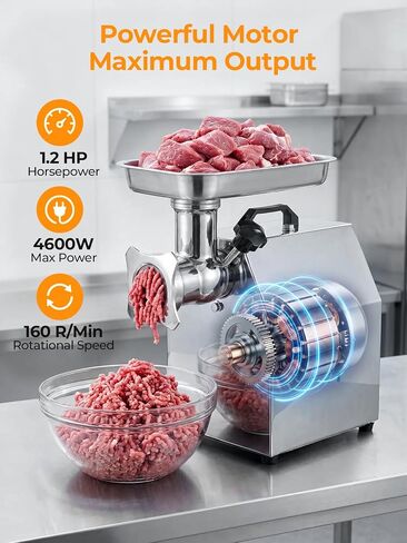 FOHERE #12 Commercial Meat Grinder 1.2HP Heavy duty | Heavy duty industrial meat grinder with 2 stainless steel blades and 2 grinding plates in Saudi Arabia