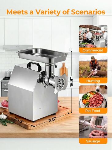 FOHERE #12 Commercial Meat Grinder 1.2HP Heavy duty | Heavy duty industrial meat grinder with 2 stainless steel blades and 2 grinding plates in Saudi Arabia