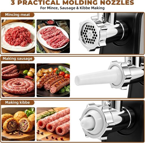 Electric Meat Grinder,8 in 1 Electric Cheese Grater,2800W Max Meat Grinder & Chopper,Stainless Steel Sausage Stuffer Maker for Cheeses, Fruits, Vegetables, Sausages and Minced Meat in Saudi Arabia