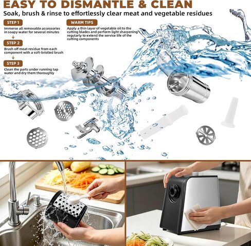 Electric Meat Grinder,8 in 1 Electric Cheese Grater,2800W Max Meat Grinder & Chopper,Stainless Steel Sausage Stuffer Maker for Cheeses, Fruits, Vegetables, Sausages and Minced Meat in Saudi Arabia