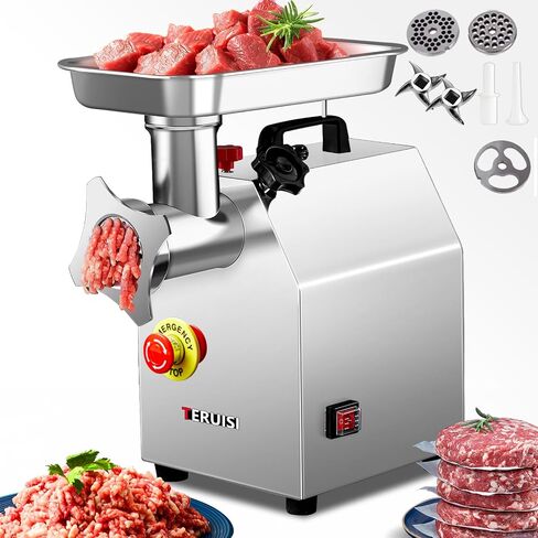 Commercial Meat Grinder, 500W Electric Meat Mincer with 2 Stainless Steel Blades, 3 Grinding Plates & Stuffing Tubes, Heavy-Duty Sausage Grinder for Home Kitchens, Restaurant 110V 300LBS/H in Saudi Arabia