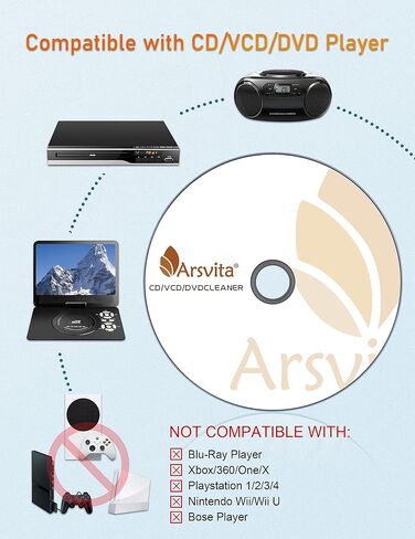 Arsvita CD Cleaner Disc for CD/VCD/DVD Player & Audio Cassette Head Cleaner Set in Saudi Arabia