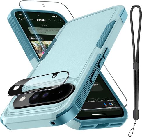 for Google Pixel 10 & Pixel10 Pro Case with Lanyard Strap,Mint Green | with Tempered Glass Screen Protector+Camera Lens Cover,Full Body Heavy Duty Rugged Shockproof Protective Phone Cover in Saudi Arabia
