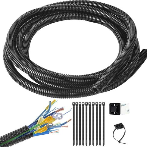 1 Inch Wire Loom Split Tubing - 10 ft Cord Protector Electric Wires Covers, Automotive Wire Flexible Conduit in Kuwait