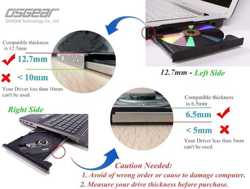 OSGEAR داخلي سميك 12.7 ملم SATA 8X DVDRW CD DVD RW ROM ناسخ كمبيوتر محمول استبدال صينية ماك لمحرك Asus Acer HP Dell Lenovo Samsung Sony in Kuwait