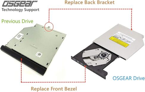 OSGEAR داخلي سميك 12.7 ملم SATA 8X DVDRW CD DVD RW ROM ناسخ كمبيوتر محمول استبدال صينية ماك لمحرك Asus Acer HP Dell Lenovo Samsung Sony in Kuwait
