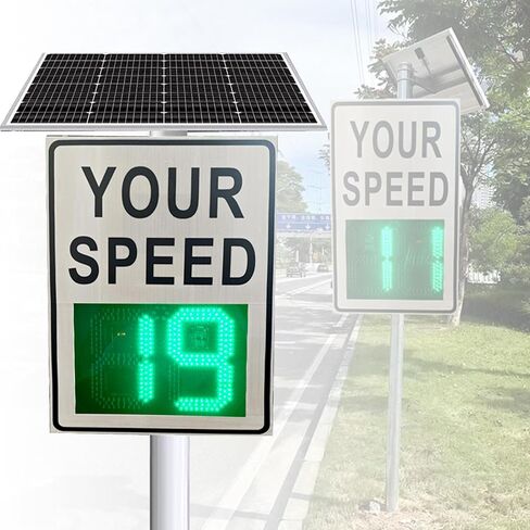 Radar Speed Limit Sign 20"x 28",Speed Display Radar Traffic Sign | Solar Powered LED Speed Limit Signs, Road Safety Speed Limit Detector with Accessories, Adjustable mph/kmh(White, 20"x28") in Saudi Arabia