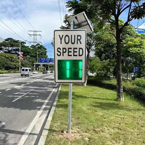 Radar Speed Limit Sign 20"x 28",Speed Display Radar Traffic Sign | Solar Powered LED Speed Limit Signs, Road Safety Speed Limit Detector with Accessories, Adjustable mph/kmh(White, 20"x28") in Saudi Arabia