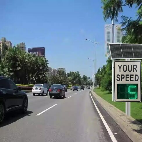 Radar Speed Limit Sign 20"x 28",Speed Display Radar Traffic Sign | Solar Powered LED Speed Limit Signs, Road Safety Speed Limit Detector with Accessories, Adjustable mph/kmh(White, 20"x28") in Saudi Arabia